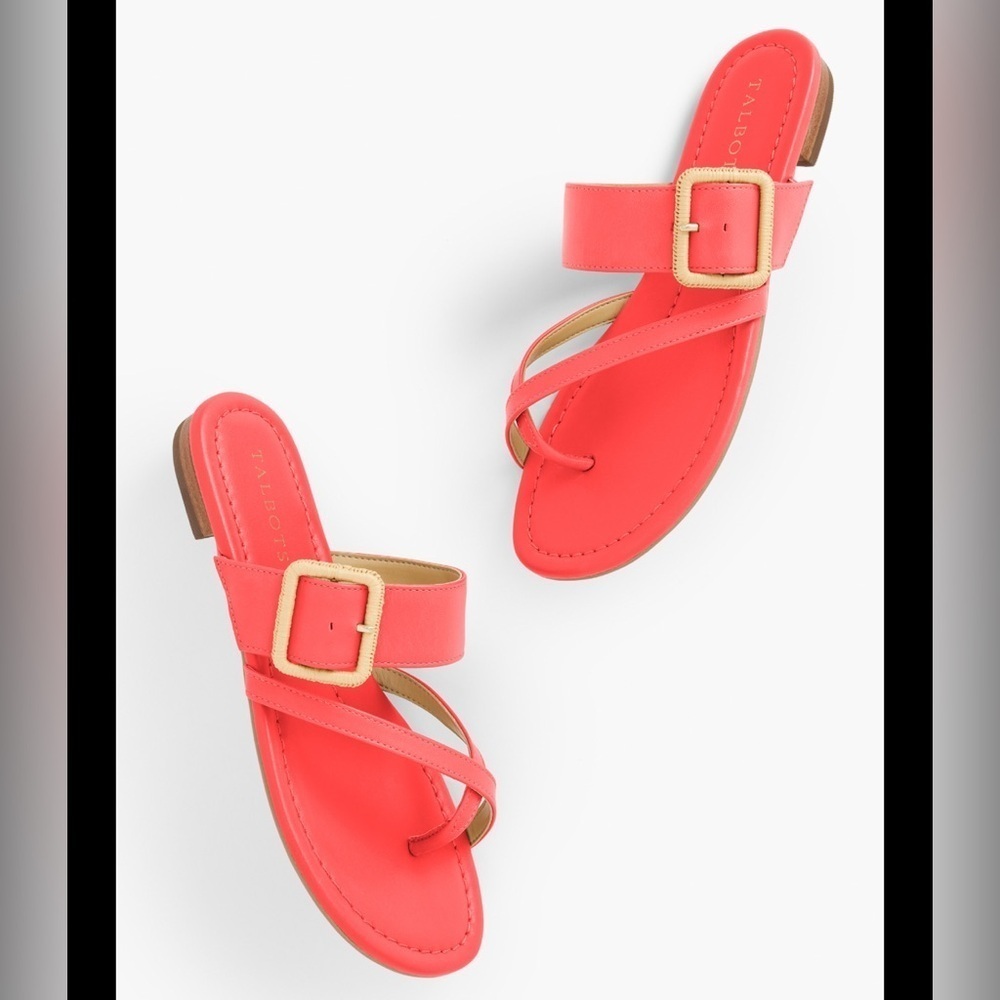Talbots Vibrant Pink Sandals with Gold Accent